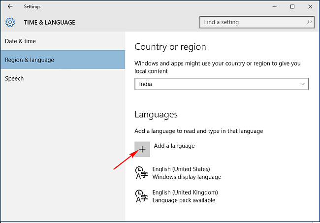 Lägg till ett språk för att ändra visningsspråk i Windows 10