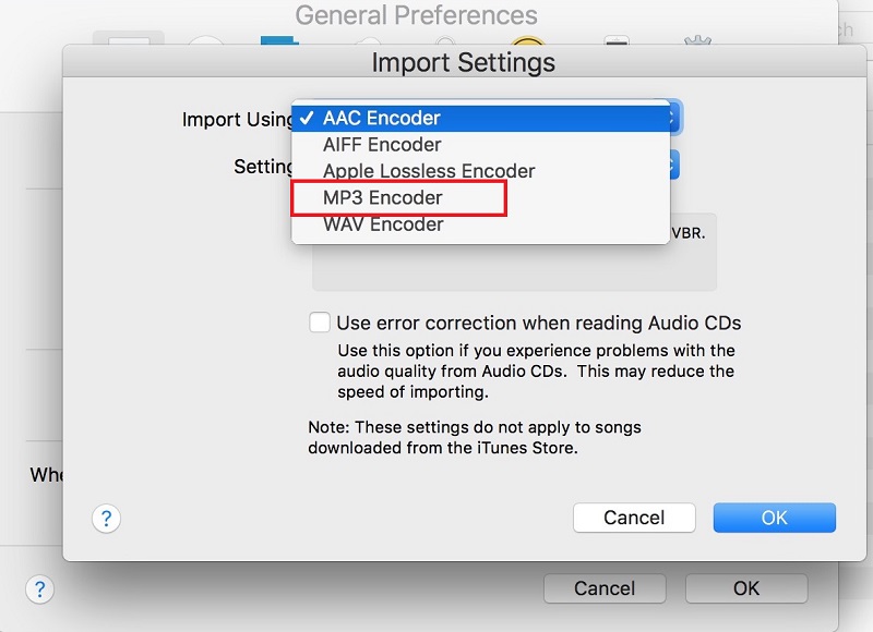 Choose Import Settings to Convert Audiobook to MP3