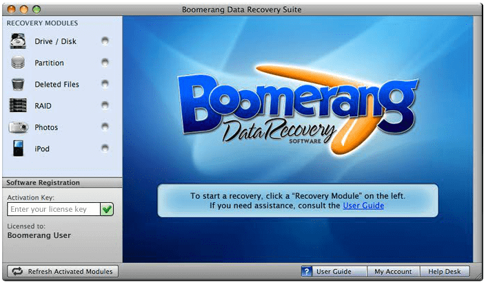 Recuva Mac Alternative - Recuperação de Dados Boomerang