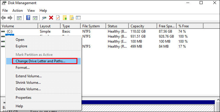 Change Drive Letter and Paths option To Do A Jump Drive Repair