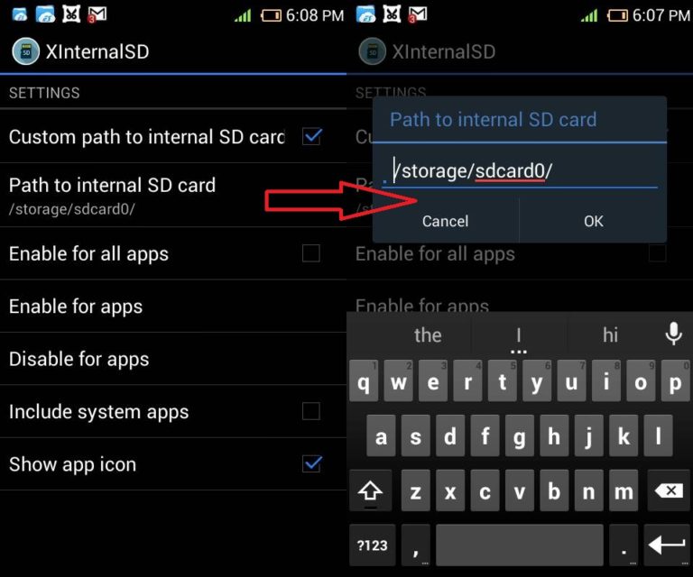 Select the Path and Set It to SD Card from Internal Storage