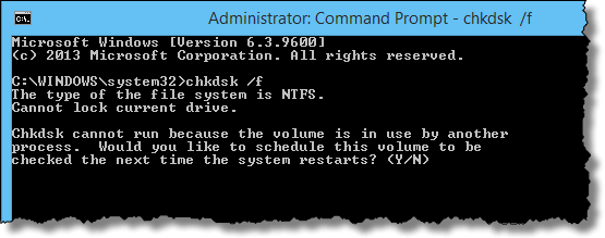 CHKDSK를 확인하여 볼륨에 인식 된 파일 시스템이 포함되어 있지 않음