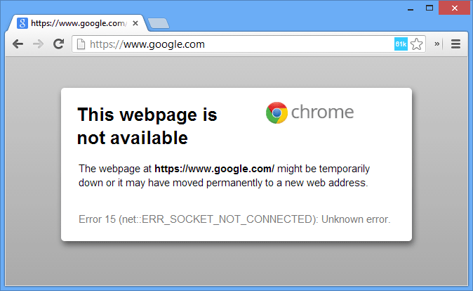 Chrome no se conecta a Internet