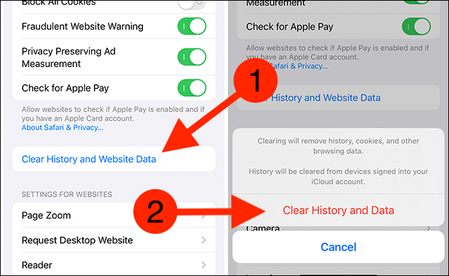 Limpe o histórico e os dados do site no seu iPhone