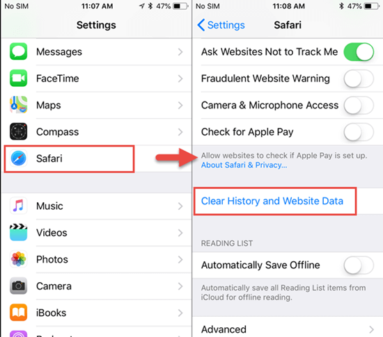 Permanently Delete iPhone Safari History