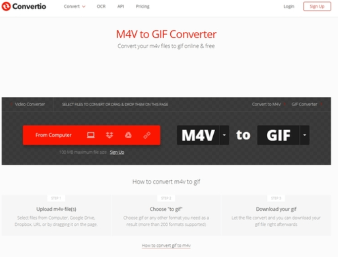 Convertio를 사용하여 온라인에서 M4V를 GIF로 변환