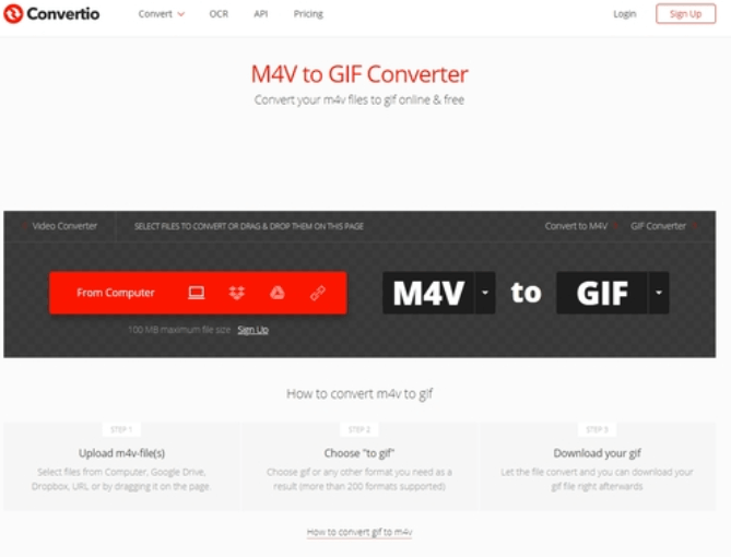 Convert M4V to GIF Online Using Convertio