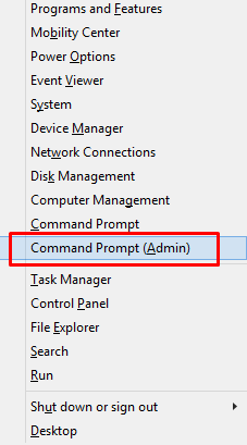Choose Command Prompt (Admin) or PowerShell (Admin) 