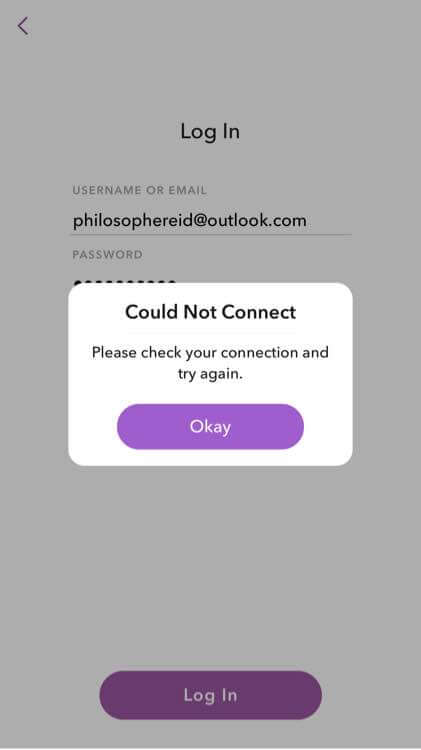 Snapchat Can't Connect Network