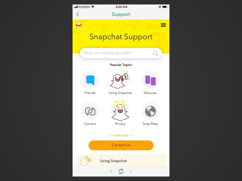Recupere fotos excluídas do Snapchat no iPhone entrando em contato com a equipe de suporte do Snapchat