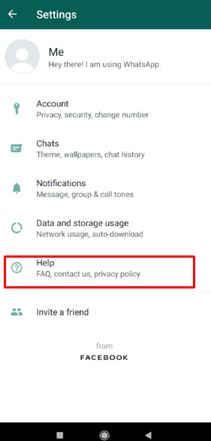 Kontakta WhatsApp Support för att lösa WhatsApp otillgänglig status