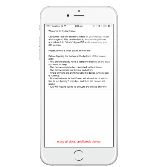 Erase iPhone And Unjailbreak Using Cydia
