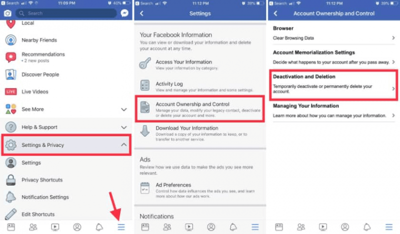 Desative a conta do Facebook para excluir o Facebook Keep Messenger