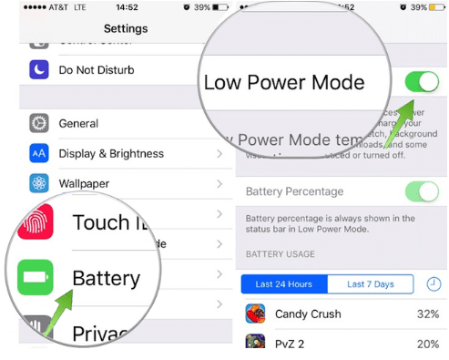 Deactivate Low Power Mode to Fix Recently Deleted Photos on iPhone Won’t Delete