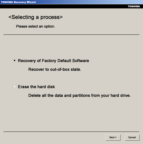 Toshiba Satellite Recovery via Recovery Partition Method