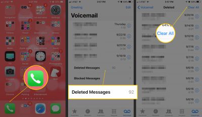 Apague suas mensagens de correio de voz excluídas no iPhone