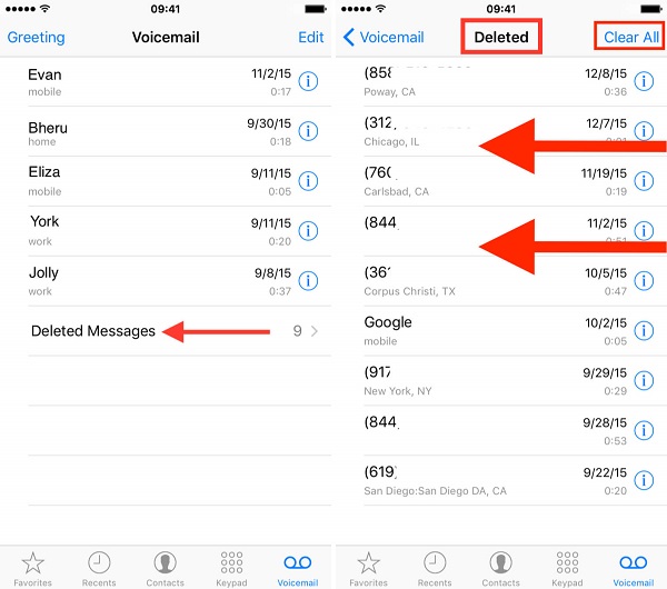 Metod för att ta bort röstmeddelanden på iPhone för Verizon-användare