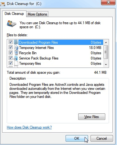 Limpeza de disco para restaurar o Windows antigo Windows 10