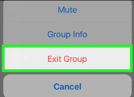 Ta bort iPhone WhatsApp-meddelanden genom att avsluta grupp