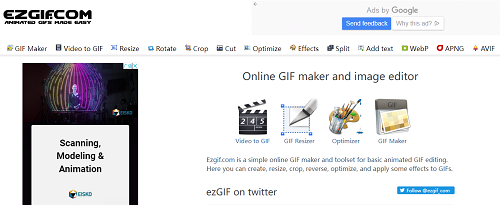 Ezgif를 사용하여 동영상을 GIF로 변환