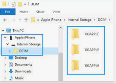 Få tillgång till iPhone-enhetsfoton på PC med File Explorer