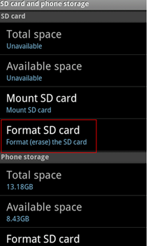 Remova o cartão SD somente leitura por formatação