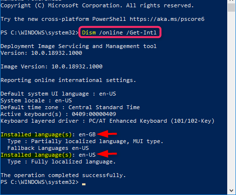 To Change Display Language In Windows 10 Via PowerShell