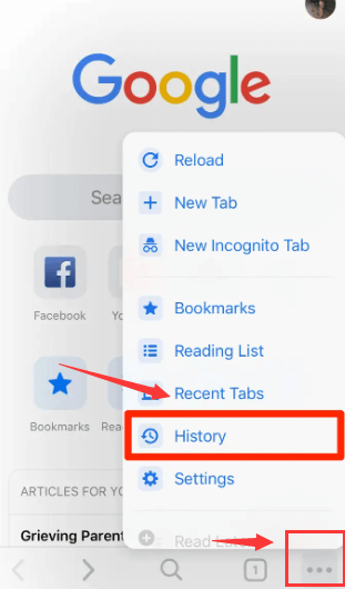 View Google Chrome History on iPhone