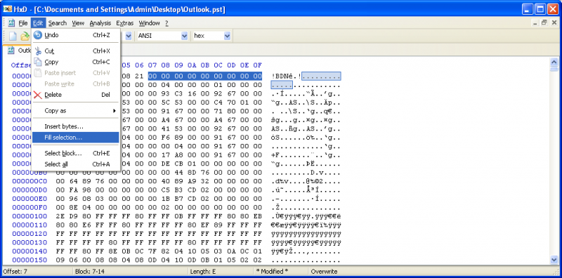 Hex Editor to Recover Deleted PST Files in Outlook
