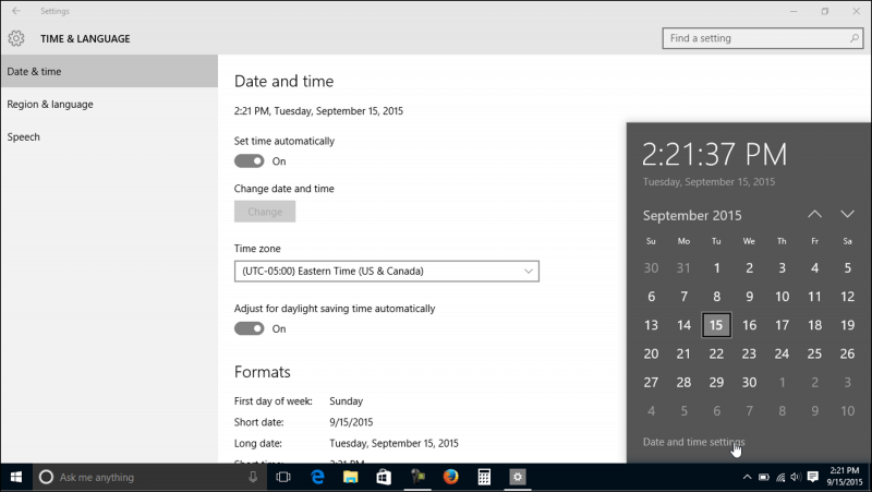 如何通過任務欄在Windows 10上更改時間