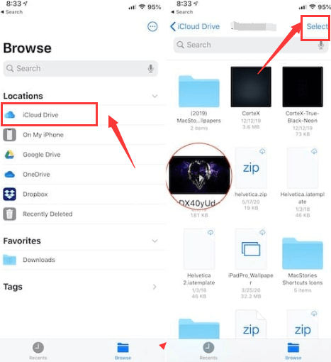 Excluir dados permanentemente do iCloud via iCloud Drive no iPhone
