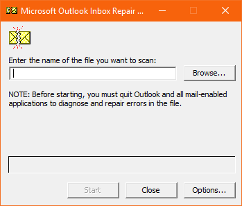 Outlook 데이터 파일이 아닌 오류를 해결하기 위해 받은 편지함 오류 수정 도구 열기