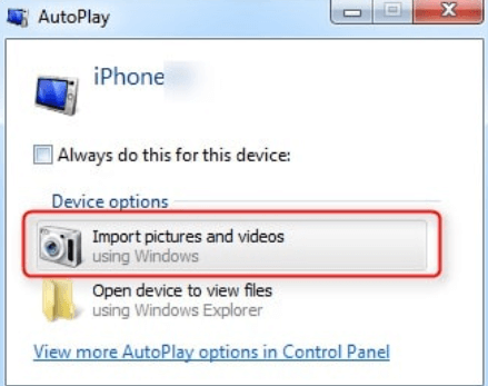 Extract Photos from iPhone through Windows AutoPlay