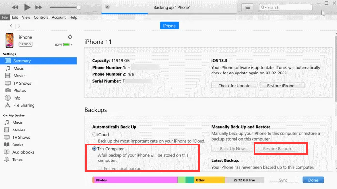 Como recuperar chamadas recentes excluídas do iPhone usando o backup do iTunes