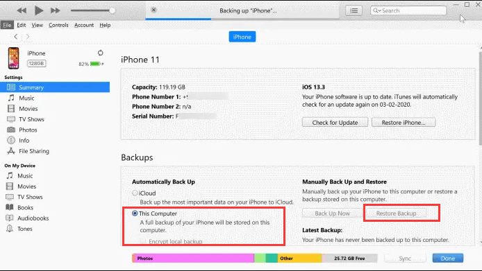 Hur man återställer raderade senaste samtal från iPhone med iTunes Backup