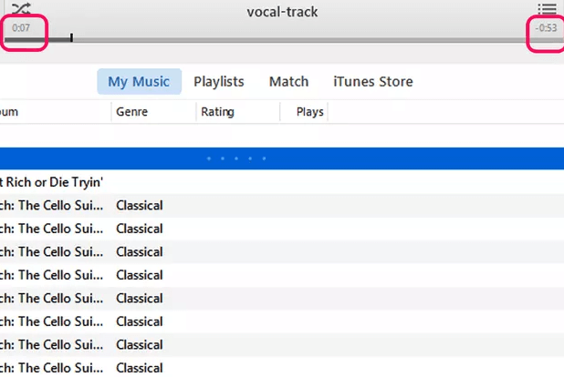 iTunes 보관함을 사용하여 iTunes에서 노래 자르기