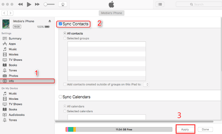 Sincronize seus contatos do iPhone para o iTunes