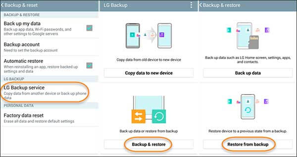 Recupere dados usando seu LG Backup