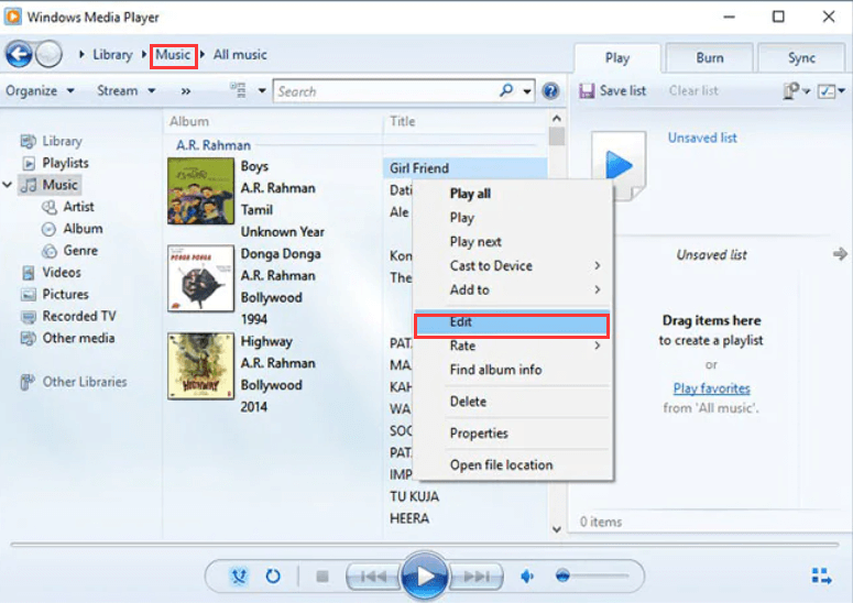 Edit MP3 Windows 10 Using Windows Media Player