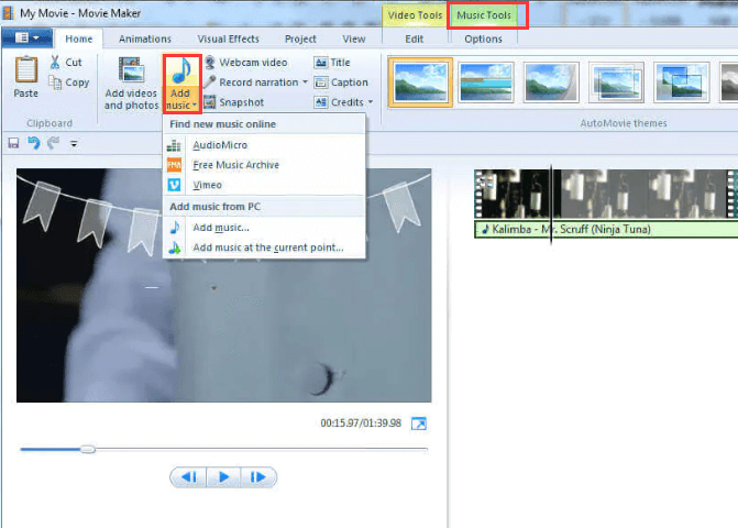 Windows Movie Maker를 사용하여 MP3 Windows 10 편집
