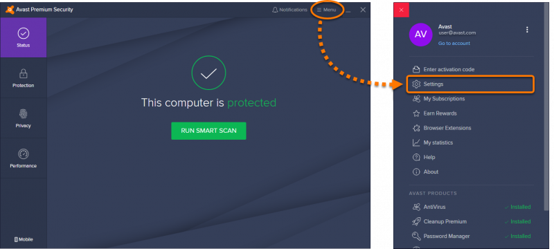 Fix Avast Cannot Restore File Error by Deactivation and Activation