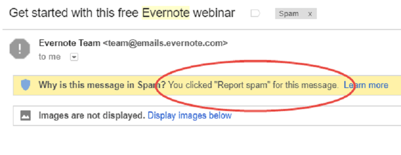 A mensagem que você enviou foi marcada como spam