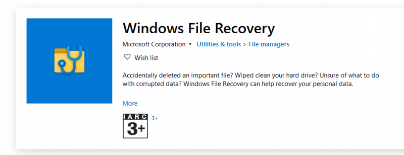 Återställ filer med Windows File Recovery Tool