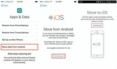 Transferir dados de LG para iPhone usando o aplicativo Move to iOS