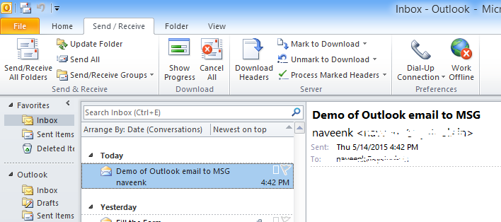 Outlook 이메일을 .MSG 파일로 내보내기