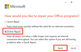 Outlook이 응답하지 않는 오류를 수정하기 위해 MS Office 제품군 수정