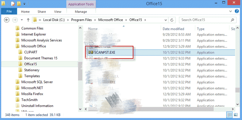 Abra a ferramenta de reparo do Microsoft Outlook
