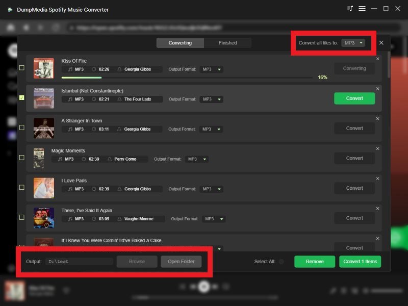 Konvertera Spotify till MP3 med det bästa verktyget: DumpMedia Spotify Music Converter - Utdatainställningar