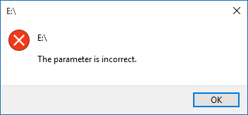 Parameter Is Incorrect