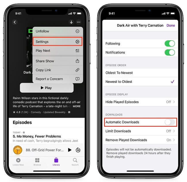 Deactivate Automatic Downloads for A Single Podcast Show from iPhone